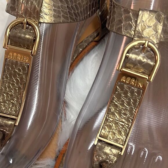 AERIN | Leather T-Strap Good Snake shin Sandals - Picture 4 of 11